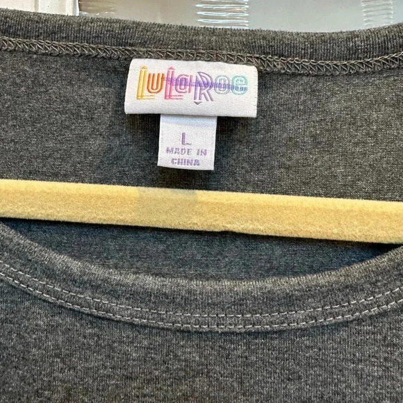 LuLaRoe Grey & Black Color Block Julia Fitted Midi Dress Women’s Size Large L - Picture 5 of 8